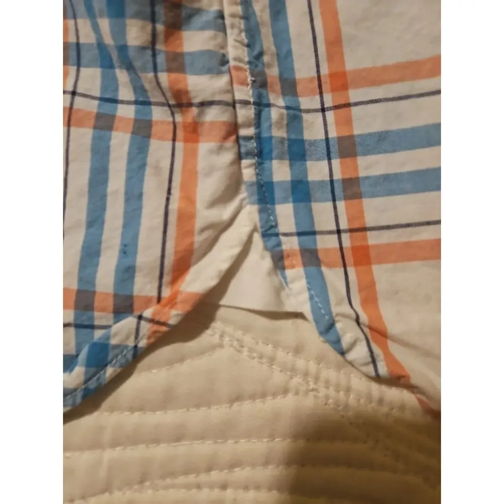 J.Crew Shirt Men's Large Orange Blue Check Button-down Cotton